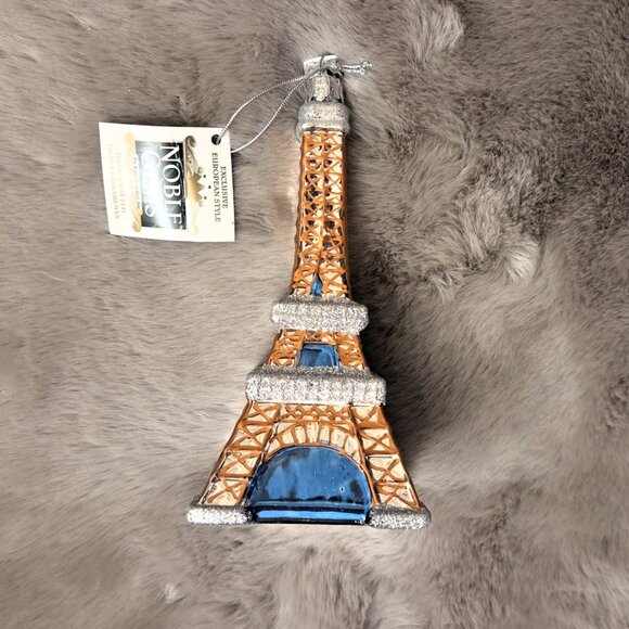 Kurt Adler Eiffel Tower PARIS France 5" Glass Christmas Tree Ornament Noble Gems - Picture 5 of 8